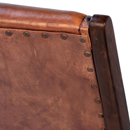 Henry & Mason - McGee Teak Wood and Full Grain Leather Occasional Chair in Antique Brown - DV7276 veiw 4