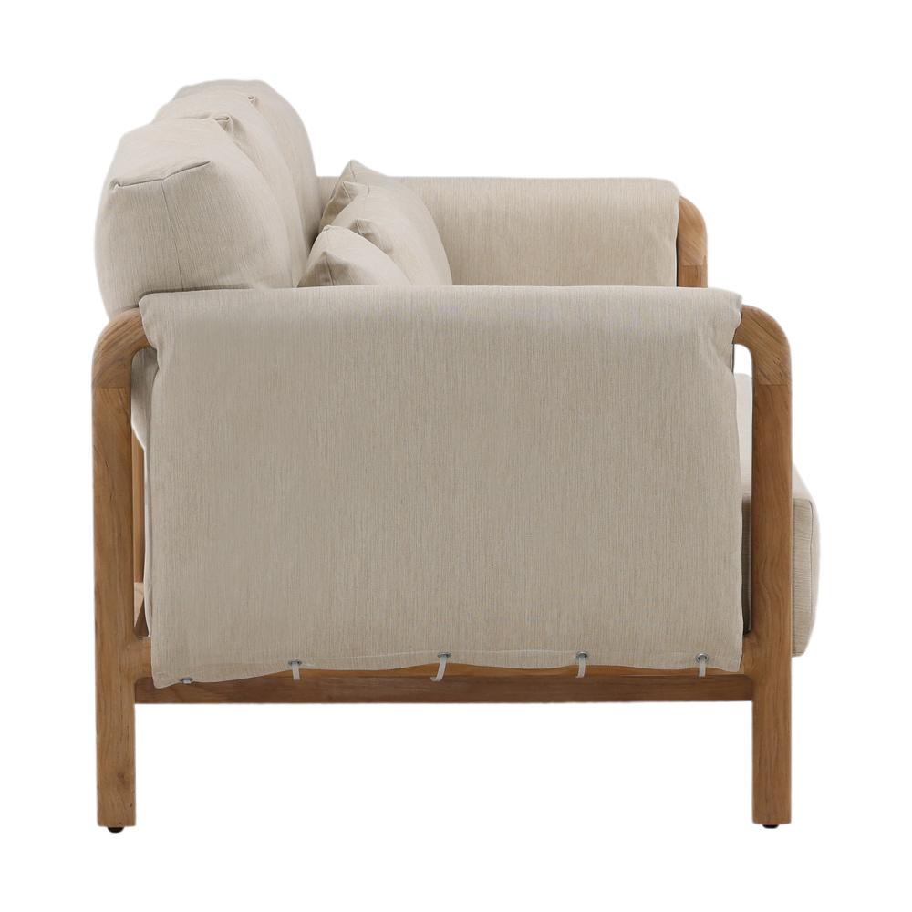 Henry & Mason - Melbourne Natural Teak Wood Outdoor Sofa with Beige Basketweave Olefin Fabric - DV7245 veiw 3