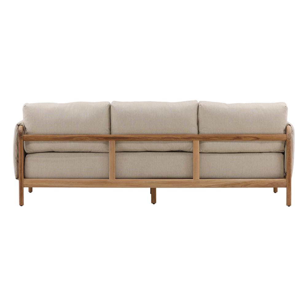 Henry & Mason - Melbourne Natural Teak Wood Outdoor Sofa with Beige Basketweave Olefin Fabric - DV7245 veiw 4