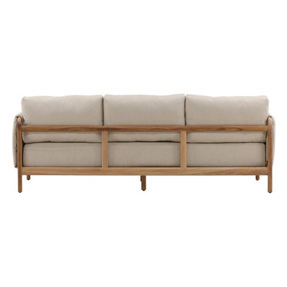 Henry & Mason - Melbourne Natural Teak Wood Outdoor Sofa with Beige Basketweave Olefin Fabric - DV7245 veiw 4
