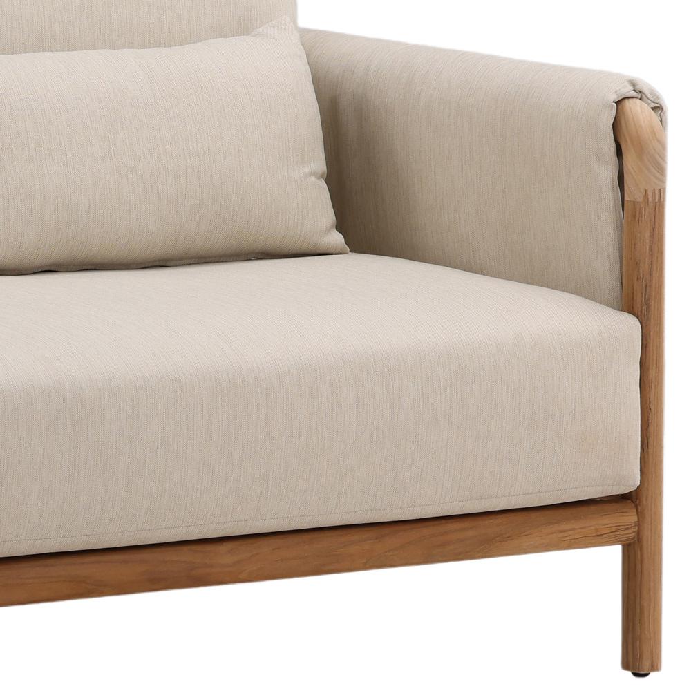 Henry & Mason - Melbourne Natural Teak Wood Outdoor Sofa with Beige Basketweave Olefin Fabric - DV7245 veiw 5