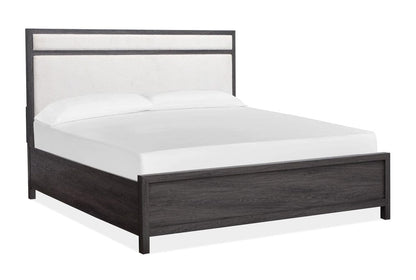 Henry & Mason  -  Merrinwylde Raisin Black King Upholstered Panel Bed  - AFA01132 view 1
