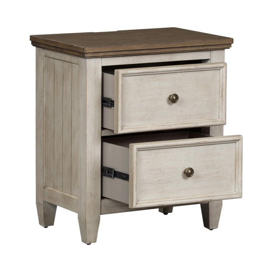 Henry & Mason - Midland 2 Drawer Night Stand with Charging Station in Antique White with Tobacco Tops - AFA03868 view 2