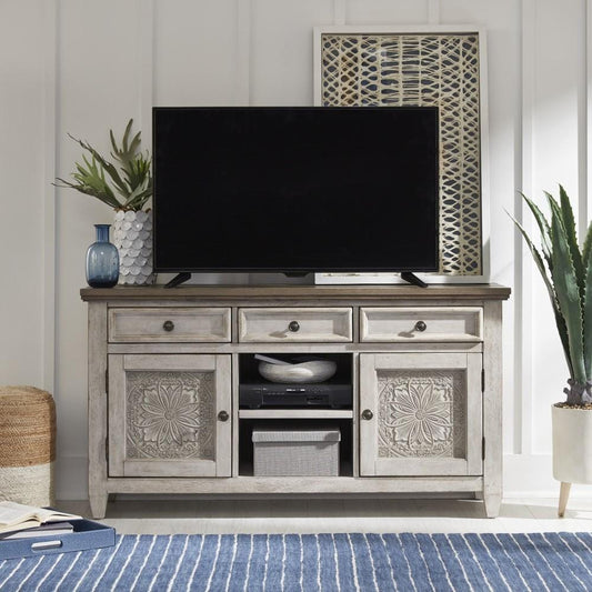 Henry & Mason - Midland 56 Inch Tile TV Console in Antique White with Tobacco Tops - AFA03913 view 1