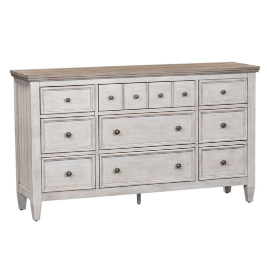 Henry & Mason - Midland 9 Drawer Dresser in Antique White with Tobacco Tops - AFA03862 view 2