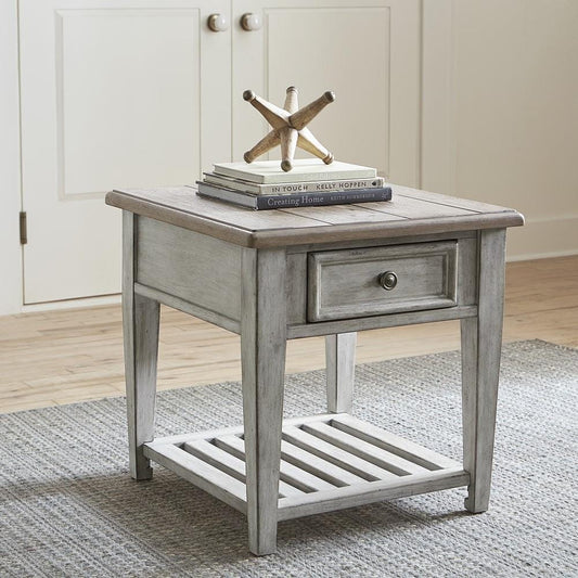 Henry & Mason - Midland Drawer End Table in Antique White with Tobacco Tops - AFA03906 view 1