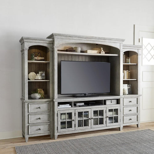 Henry & Mason - Midland Entertainment Center with Piers in Antique White with Tobacco Tops - AFA03901 view 1