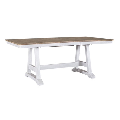 Henry & Mason - Miller Ranch 6 Piece Trestle Table Set in Weathered White & Sandstone - AFA03265 view 2