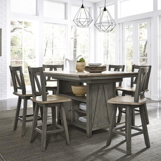 Henry & Mason - Miller Ranch 7 Piece Gathering Table Set in Gray & Sandstone - AFA03253 view 1