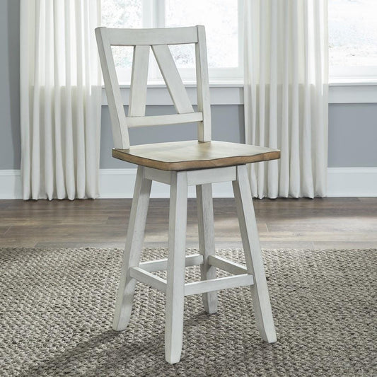 Henry & Mason - Miller Ranch Counter Height Swivel Chair in Weathered White & Sandstone Finish - AFA03258 view 1