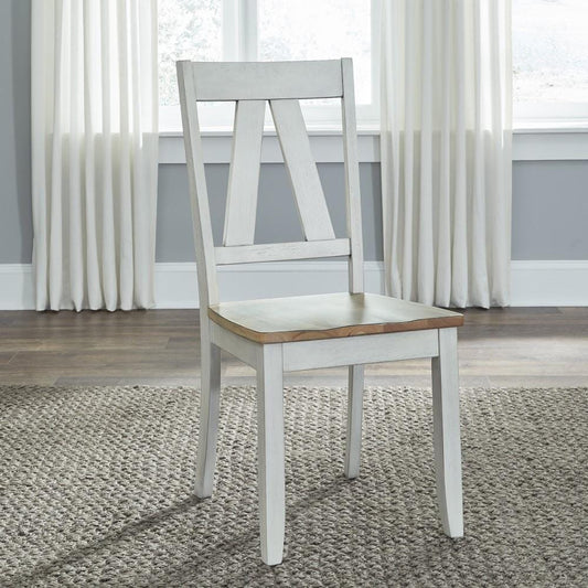 Henry & Mason - Miller Ranch Splat Back Side Chair in Weathered White & Sandstone Finish - AFA03260 view 1