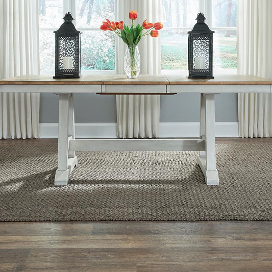 Henry & Mason - Miller Ranch Trestle Table in Weathered White & Sandstone - AFA03269 view 1