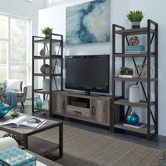 Henry & Mason - Millers Brook Opt Entertainment Center w Piers in Graystone - AFA03368 view 1