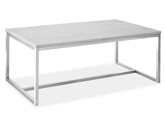 Henry & Mason  -  Mirabel White Marble And Brushed Nickel Rectangular Cocktail Table  - AFA00946 view 1