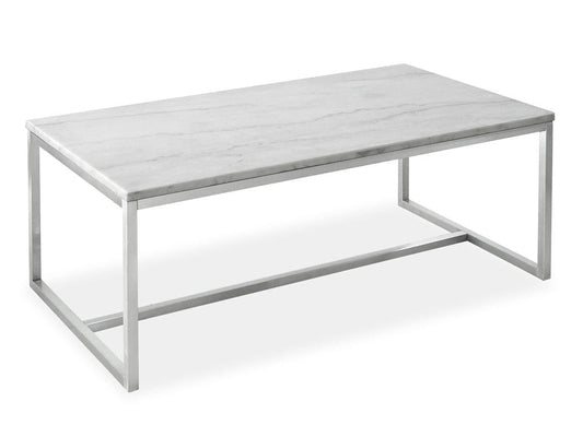 Henry & Mason  -  Mirabel White Marble And Brushed Nickel Rectangular Cocktail Table  - AFA00946 view 2