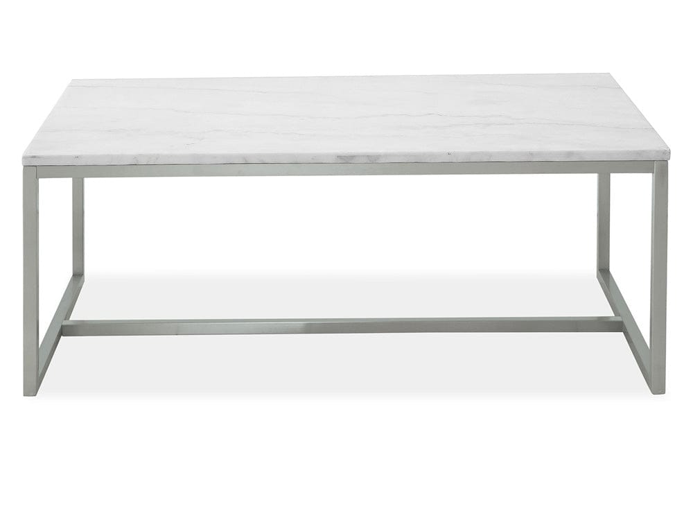 Henry & Mason  -  Mirabel White Marble And Brushed Nickel Rectangular Cocktail Table  - AFA00946 view 3