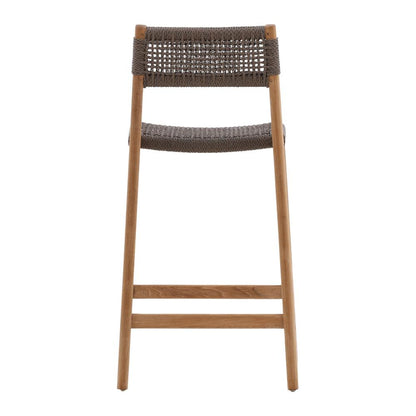 Henry & Mason - Monzu Outdoor Wicker and Teak Counter Stool Grey - DV7068 veiw 4