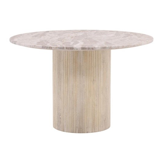 Henry & Mason - Mylann 48in Light Natural Mango Wood Dining Table with Tendu Marble Top - DV7492 veiw 1