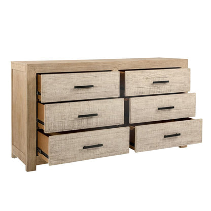 Henry & Mason - Niva Solid Pine Wood 6 Drawer Double Dresser in Light Warm Wash Finish - DV7202 veiw 5