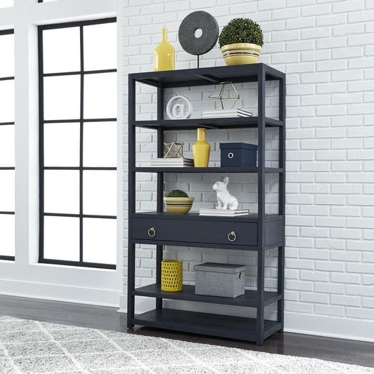 Henry & Mason - Obsidian Accent Bookcase in Wirebrushed Denim - AFA01760 view 1