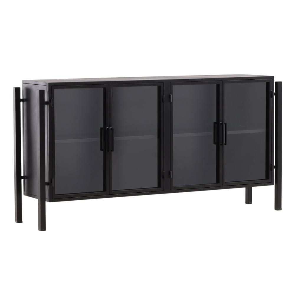 Henry & Mason - Palamino 73in Iron Sideboard with Tinted Glass Doors in Black - DV7496 veiw 1