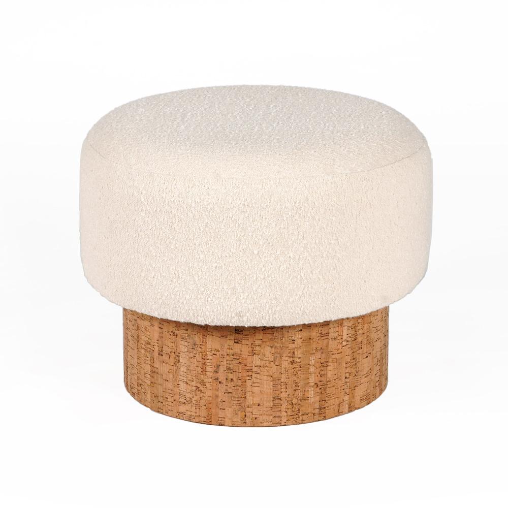 Henry & Mason - Pangoy Natural Acacia Wood Stool with Cream Boucle Fabric - DV7525 veiw 1