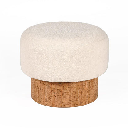 Henry & Mason - Pangoy Natural Acacia Wood Stool with Cream Boucle Fabric - DV7525 veiw 1