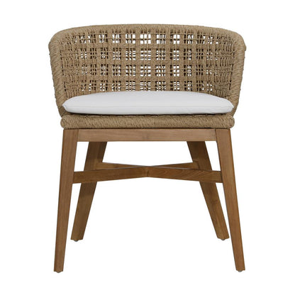 Henry & Mason - Paterly Natural Teak Wood and Rope Dining Chair with Ivory Olefin Upholstery - Set of 2 - DV7898 veiw 2