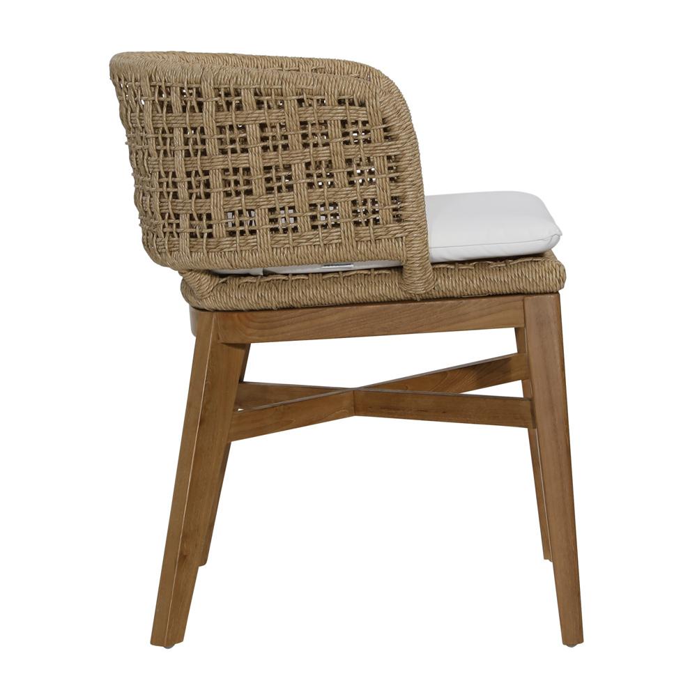 Henry & Mason - Paterly Natural Teak Wood and Rope Dining Chair with Ivory Olefin Upholstery - Set of 2 - DV7898 veiw 3