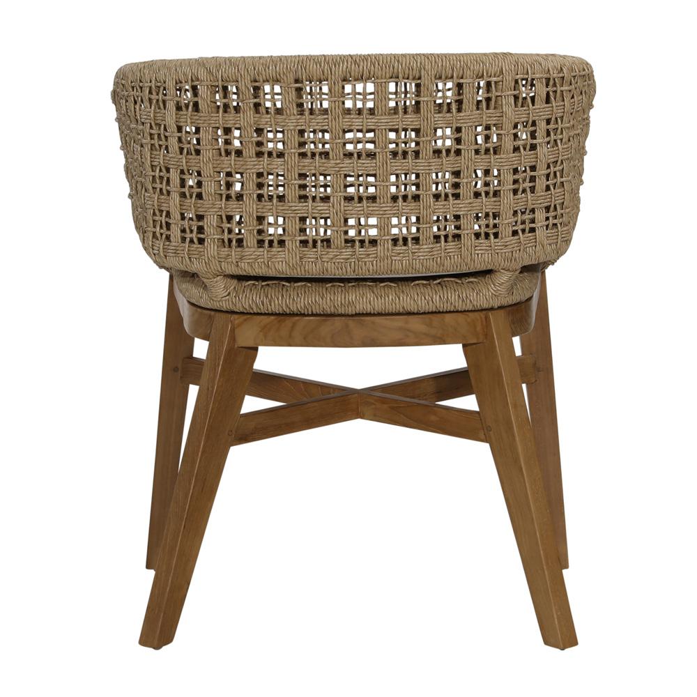 Henry & Mason - Paterly Natural Teak Wood and Rope Dining Chair with Ivory Olefin Upholstery - Set of 2 - DV7898 veiw 4