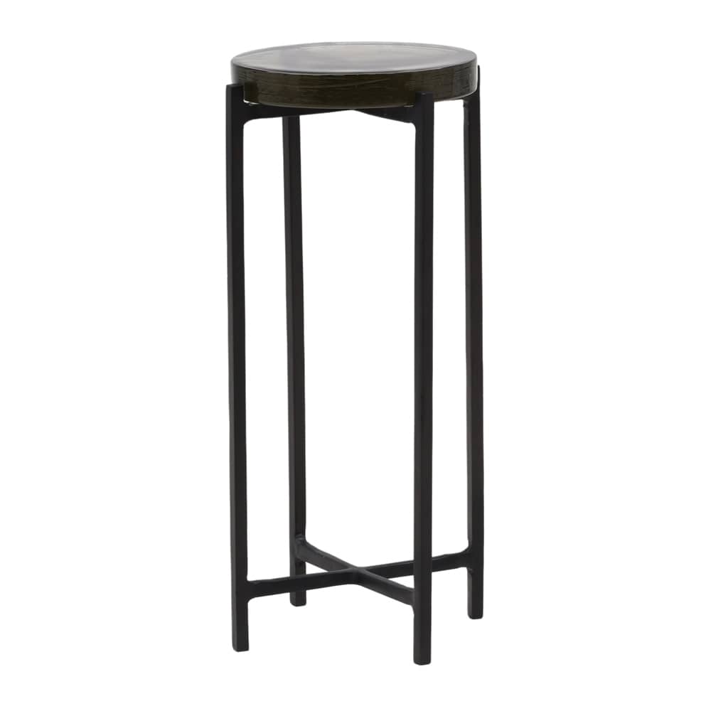 Henry & Mason - Pelata Black Cast Aluminum End Table With Glass Top - DV7673 veiw 1