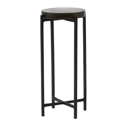 Henry & Mason - Pelata Black Cast Aluminum End Table With Glass Top - DV7673 veiw 1