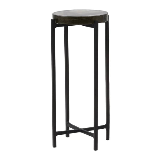 Henry & Mason - Pelata Black Cast Aluminum End Table With Glass Top - DV7673 veiw 1