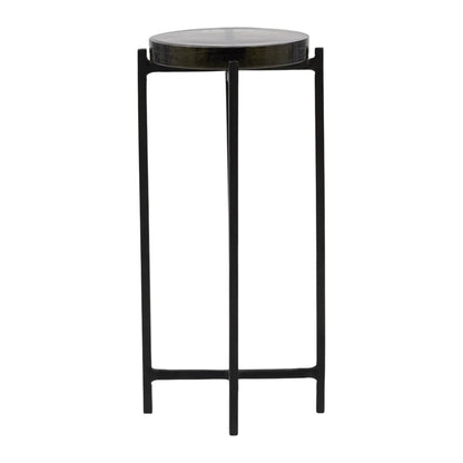 Henry & Mason - Pelata Black Cast Aluminum End Table With Glass Top - DV7673 veiw 2