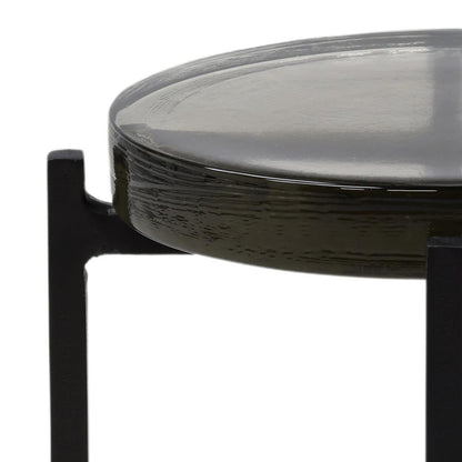 Henry & Mason - Pelata Black Cast Aluminum End Table With Glass Top - DV7673 veiw 3