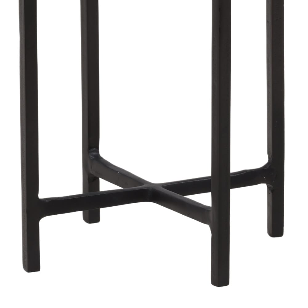 Henry & Mason - Pelata Black Cast Aluminum End Table With Glass Top - DV7673 veiw 4