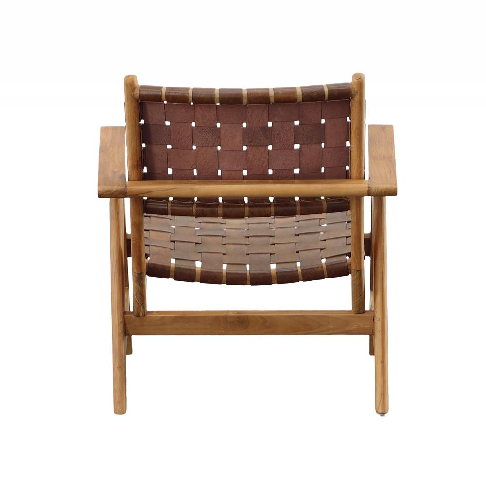 Henry & Mason - Penbrook Natural Teak Wood and Brown Full Grain Leather Occasional Chair - DV7044 veiw 4