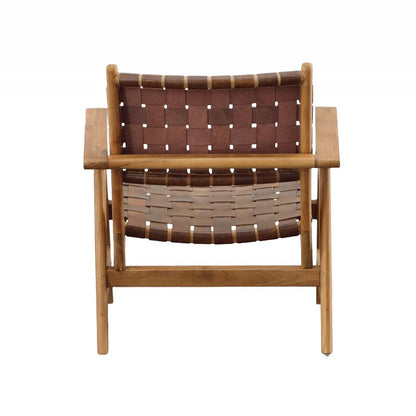 Henry & Mason - Penbrook Natural Teak Wood and Brown Full Grain Leather Occasional Chair - DV7044 veiw 4