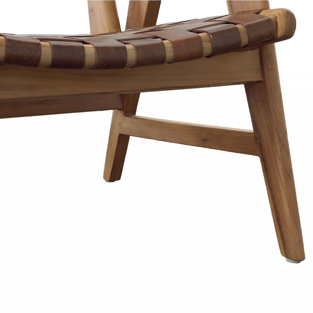 Henry & Mason - Penbrook Natural Teak Wood and Brown Full Grain Leather Occasional Chair - DV7044 veiw 5