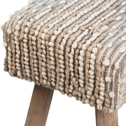 Henry & Mason - Peralta Eucalyptus Wood Bench with Handwoven Natural Wool Upholstery - DV7560 veiw 3