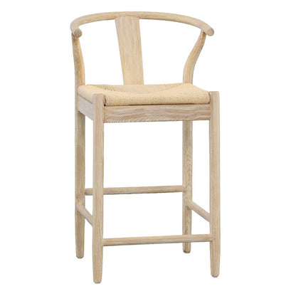 Henry & Mason - Peugot Light Bleached Natural Solid Oak With Danish Paper Cord Counter Stool - DV7139 veiw 1