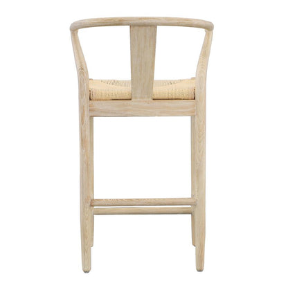 Henry & Mason - Peugot Light Bleached Natural Solid Oak With Danish Paper Cord Counter Stool - DV7139 veiw 4