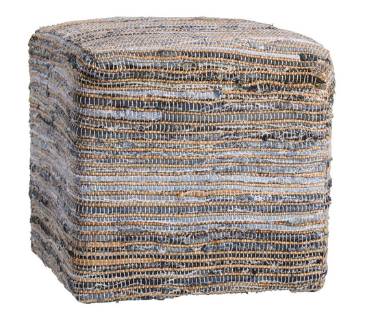 Henry & Mason - Plaza Recycled Denim and Jute Ottoman - DV7316 veiw 1