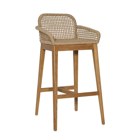 Henry & Mason - Polsner Natural Teak Wood and Wicker Barstool - DV7895 veiw 1