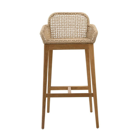 Henry & Mason - Polsner Natural Teak Wood and Wicker Barstool - DV7895 veiw 2