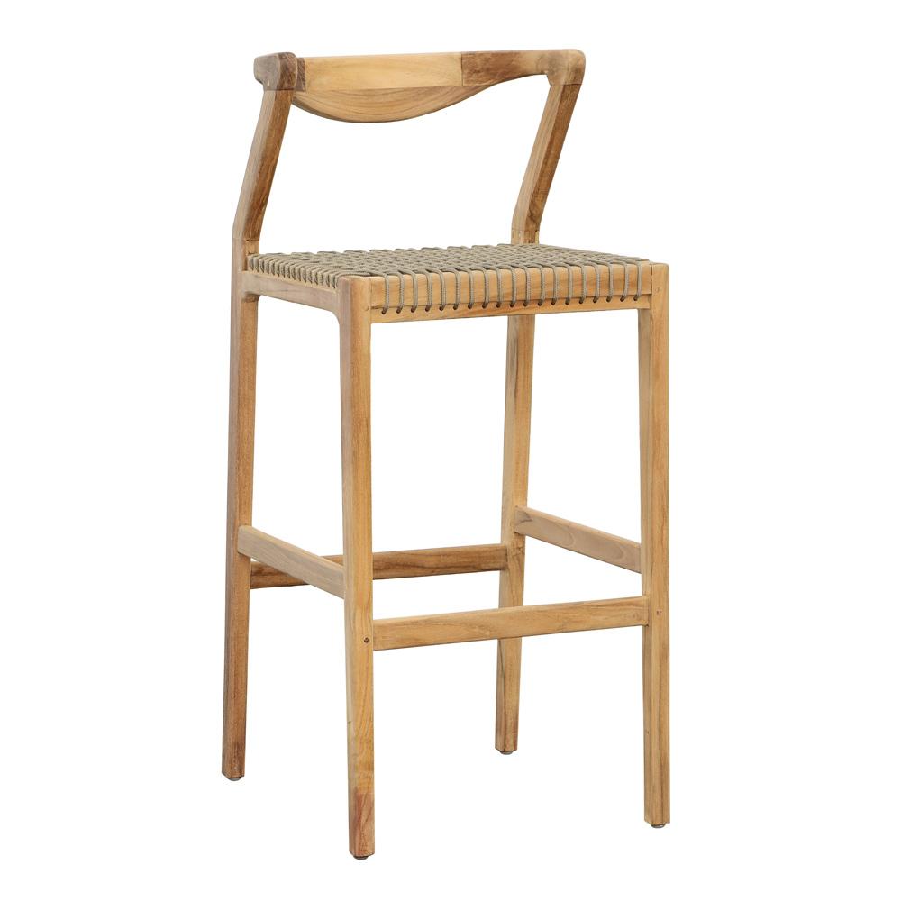 Henry & Mason - Portex Natural Teak Wood with Taupe Rope Barstool - DV7028 veiw 1