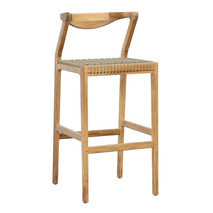 Henry & Mason - Portex Natural Teak Wood with Taupe Rope Barstool - DV7028 veiw 1
