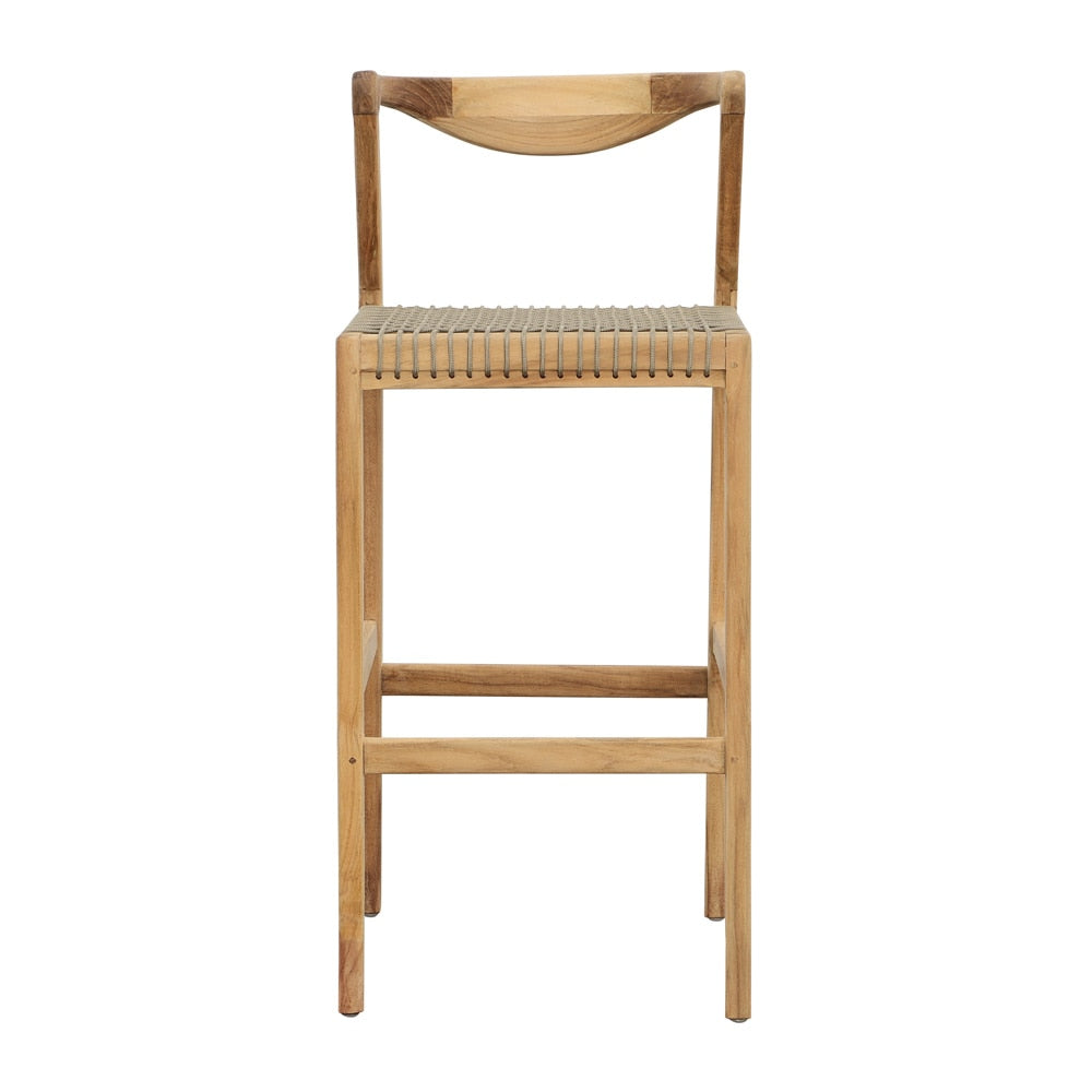 Henry & Mason - Portex Natural Teak Wood with Taupe Rope Barstool - DV7028 veiw 2