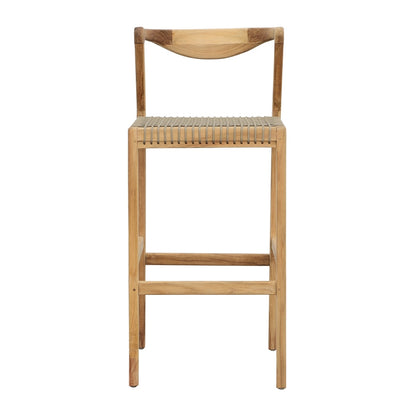 Henry & Mason - Portex Natural Teak Wood with Taupe Rope Barstool - DV7028 veiw 2