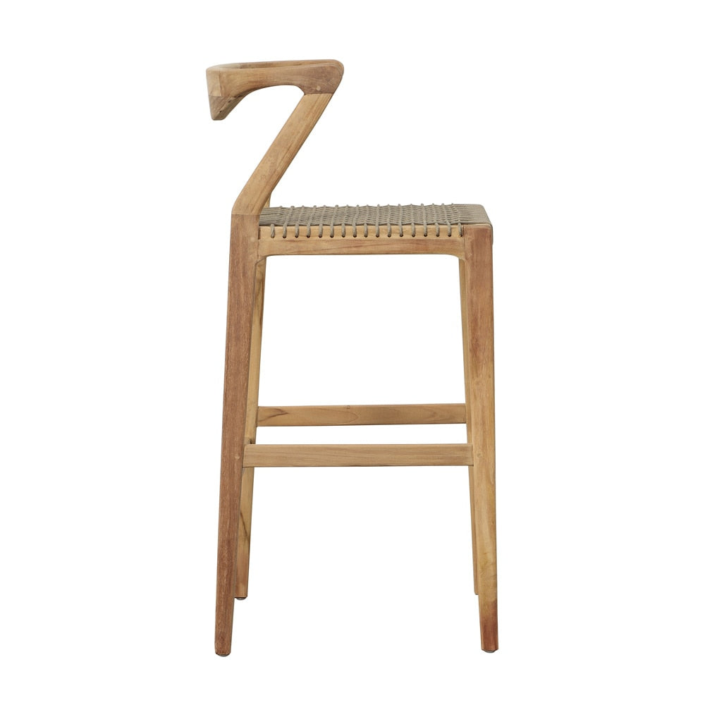 Henry & Mason - Portex Natural Teak Wood with Taupe Rope Barstool - DV7028 veiw 3